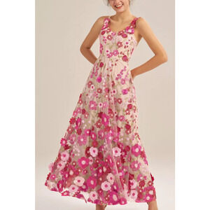 AW BRIDAL 2 XS Fuchsia pink embroidered 3d floral Alison maxi dress NEW B116